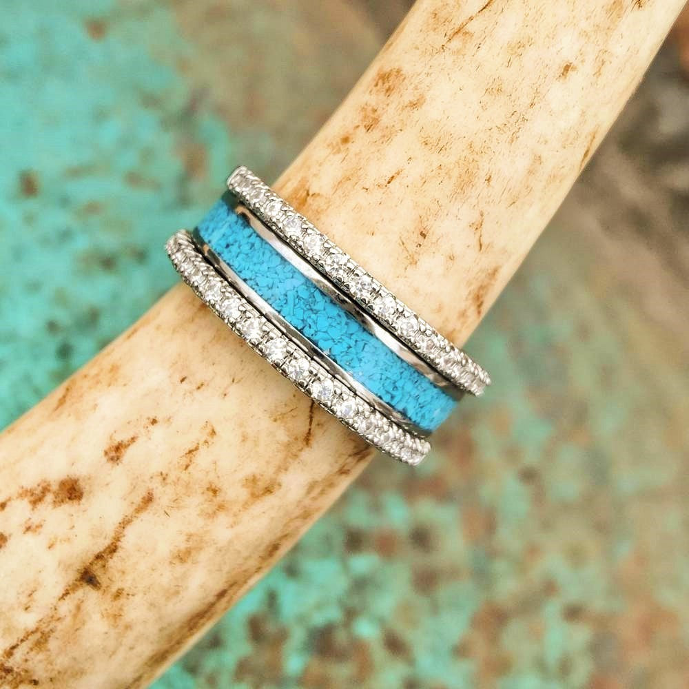 4mm Steel Turquoise Minimalism Band Ring