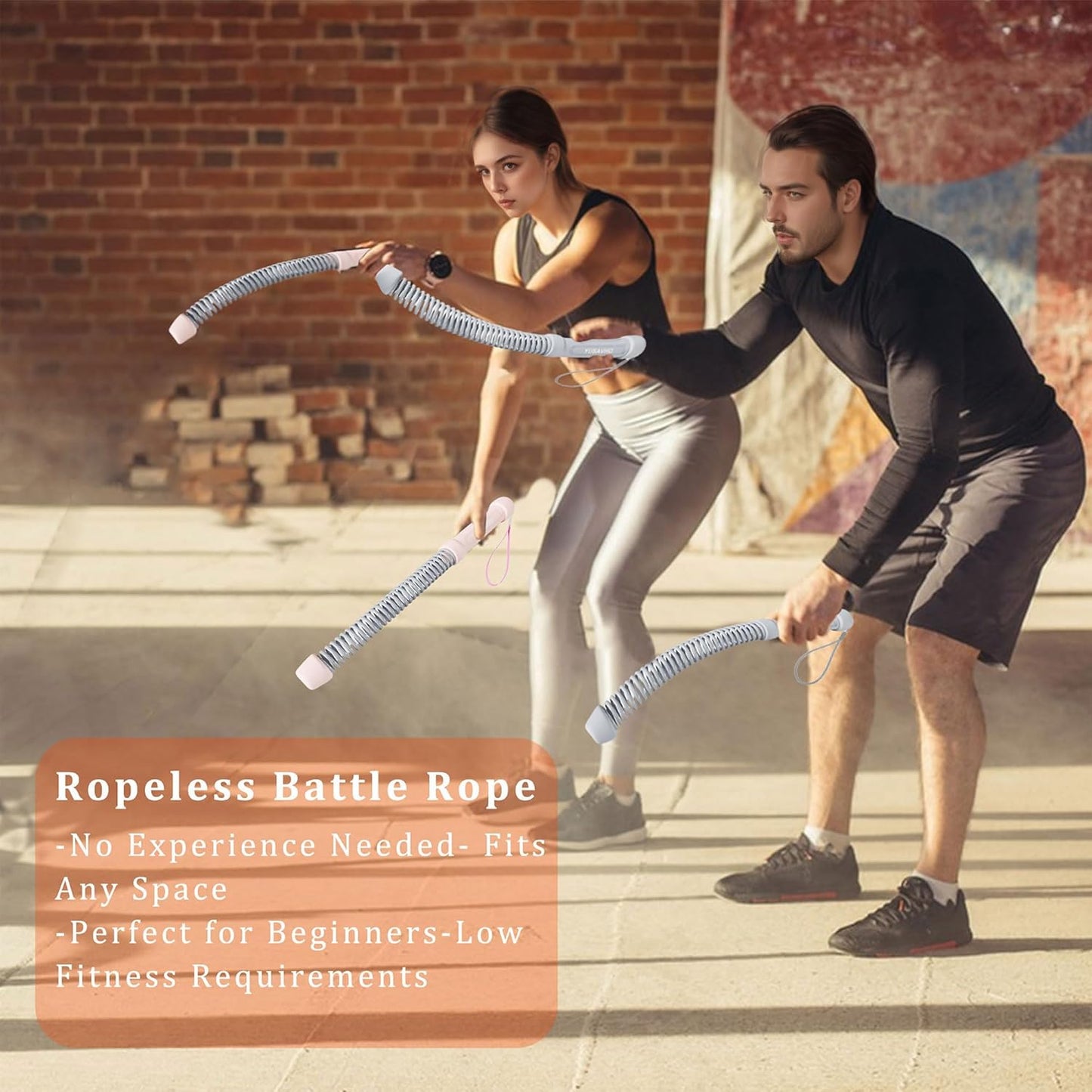 Ropeless Battle Ropes for Home Gym-Cordless Training Rope Fitness Equipment for Men & Women