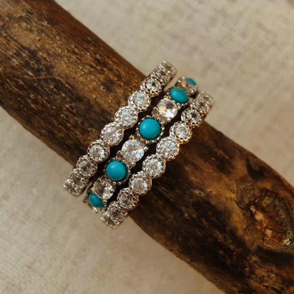 Round Moissanite  Vintage Women Stacking Rings