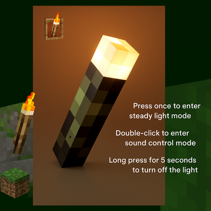 ✨Upgraded Pixel Torch Lamp · USB Powered · Handheld & Wall-Mount · Gamer Decor & Party Light