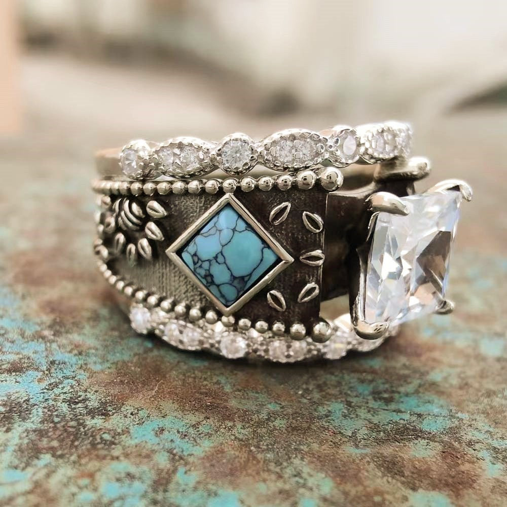 Sterling Silver Vintage Diamond Band Ring