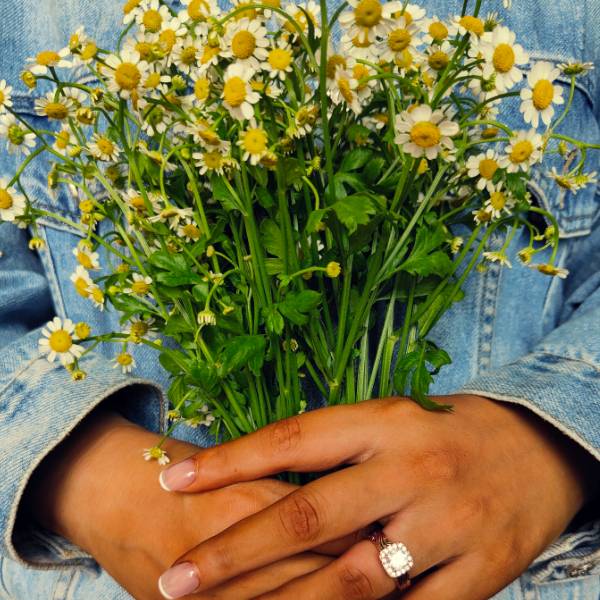 7mm Western Round Engagement Ring With Diamond Halo