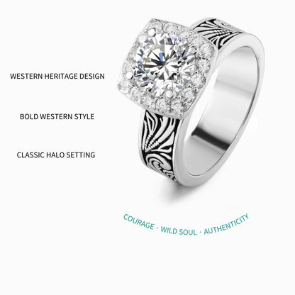 7mm Western Round Engagement Ring With Diamond Halo