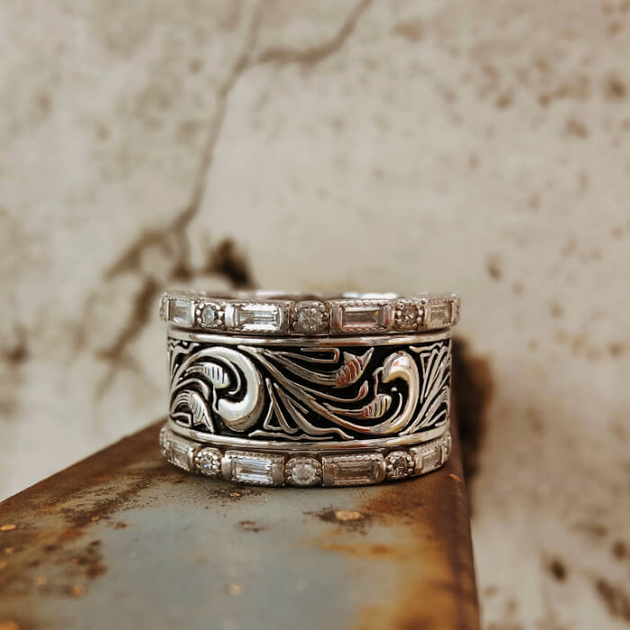 3pc Vintage Men's Western Wedding Bands for Him