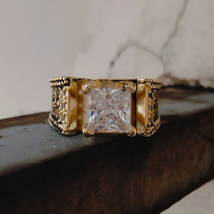 14K Gold Women Princess Diamond Western Engagement Rings for Her