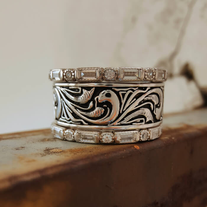 3pc Vintage Men's Western Wedding Bands for Him