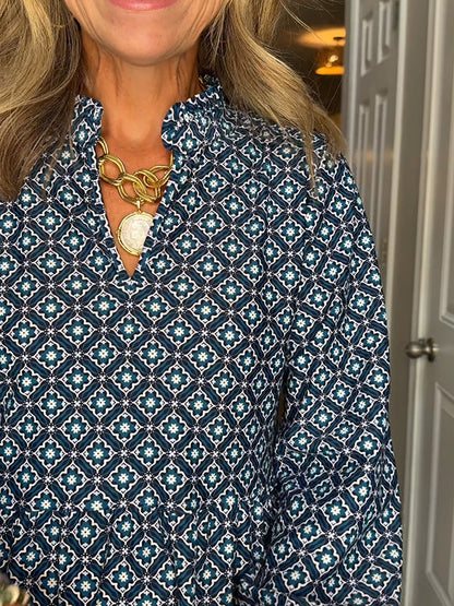 NEW🔥 V Neck Vintage Printed Dress