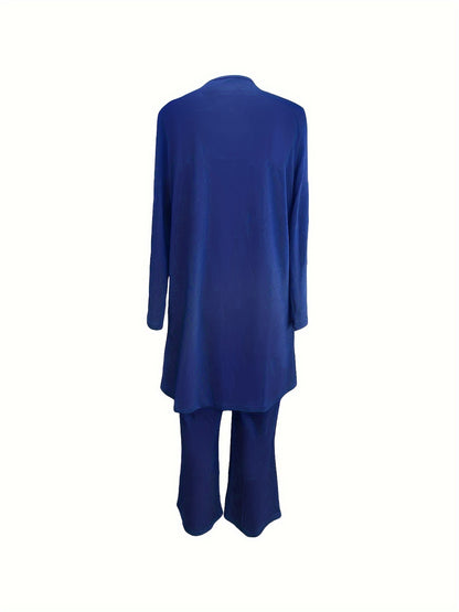 ⏰ LAST DAY SAVE 50% 💥2025 Casual Three-piece Solid Set, Long Sleeve Cardigan & Top & Long Pants Outfits