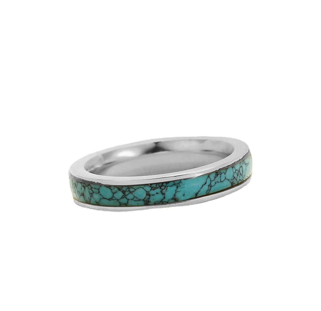 4mm Turquoise Steel Band Ring