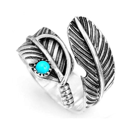 Steel Feather Vintage Turquoise Ring