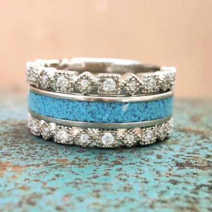 Sterling Silver Vintage Diamond Square Band Ring