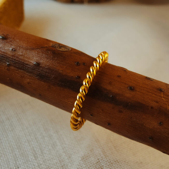 Rose Gold Steel Twist Band Ring