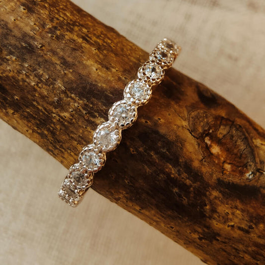 Round Moissanite  Vintage Women Stacking Rings