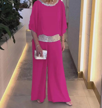 Last Day 50% OFF🔥Sequined Colorblock Elegant Two-piece Set