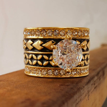 14K Gold Four Leaf Clover Arrow Diamond  Ring