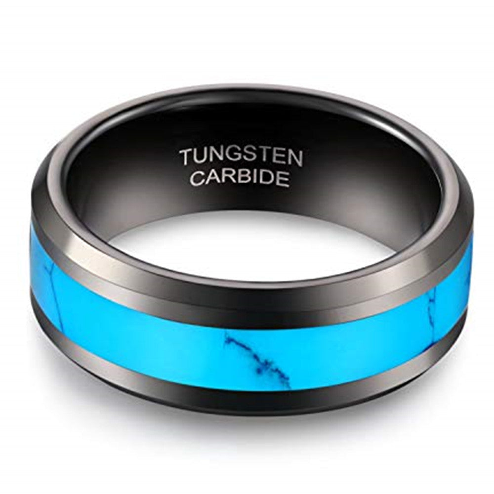 Turquoise Mens Black Band Ring