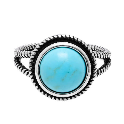 Women Western Round Turquoise Ring