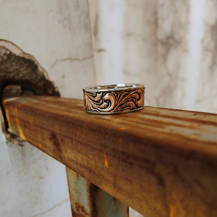 8mm Rose Gold Flower Western Rings for Women