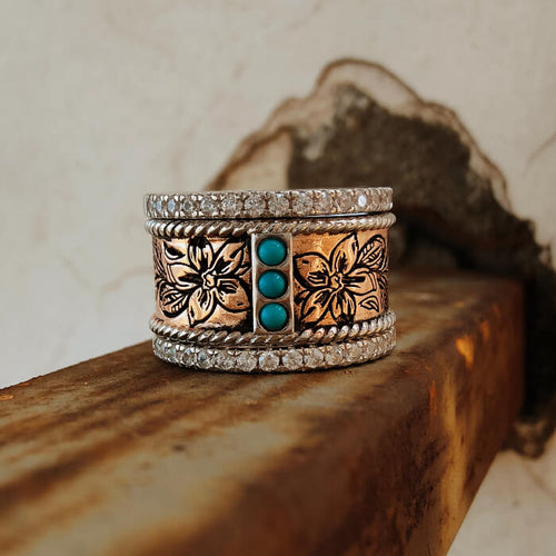 3pc Zircon Edge Rose Gold Western Wedding Bands Women