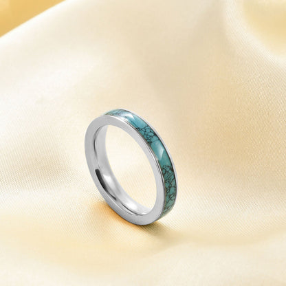 4mm Turquoise Steel Band Ring