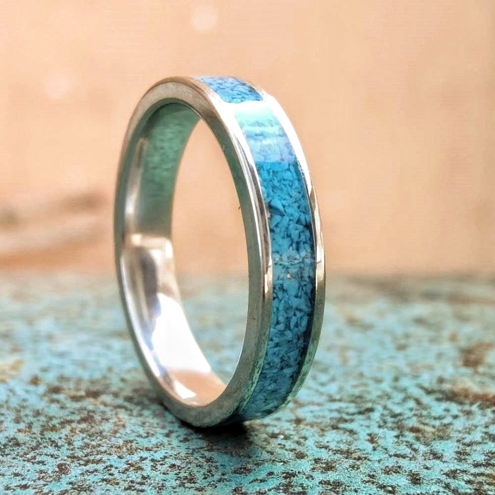 4mm Steel Turquoise Minimalism Band Ring