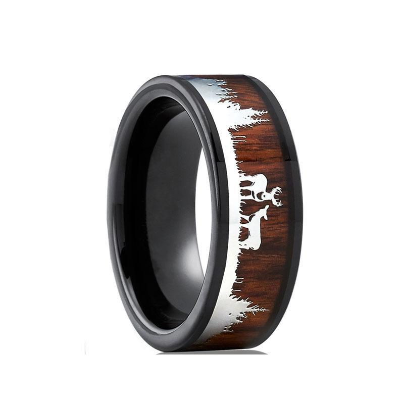 Vintage Elk Forest Steel Band Rings