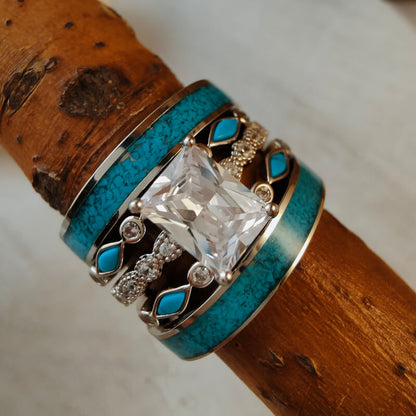 Sterling Silver Square Moissanite Wedding Ring