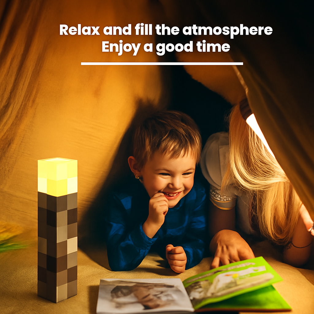 ✨Upgraded Pixel Torch Lamp · USB Powered · Handheld & Wall-Mount · Gamer Decor & Party Light