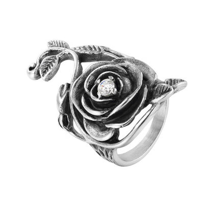 Women Flower  Western Retro Plant Diamond Ring