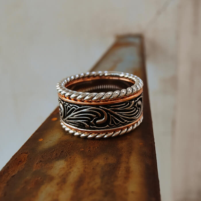 3pc Retro Engraved Twist Western Band Ring for Men