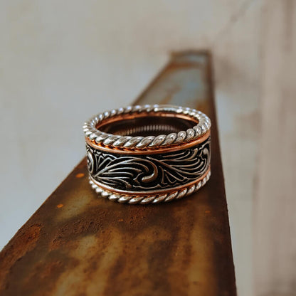 3pc Retro Engraved Twist Western Band Ring for Men