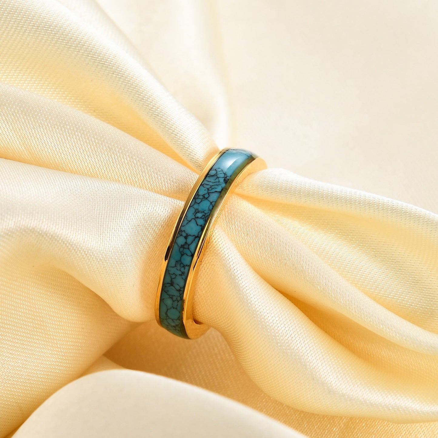 4mm Turquoise Steel Band Ring