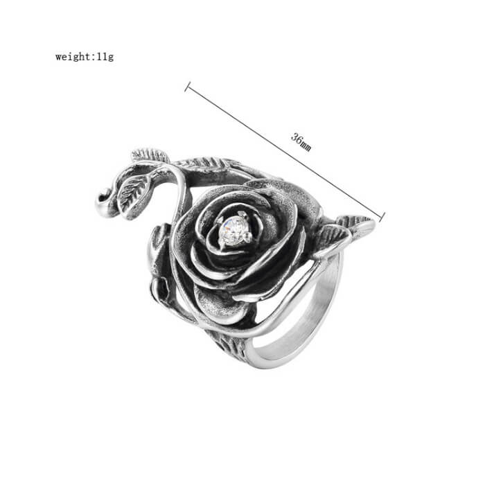 Women Flower  Western Retro Plant Diamond Ring