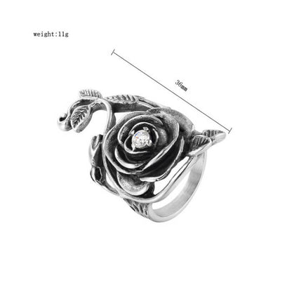 Women Flower  Western Retro Plant Diamond Ring