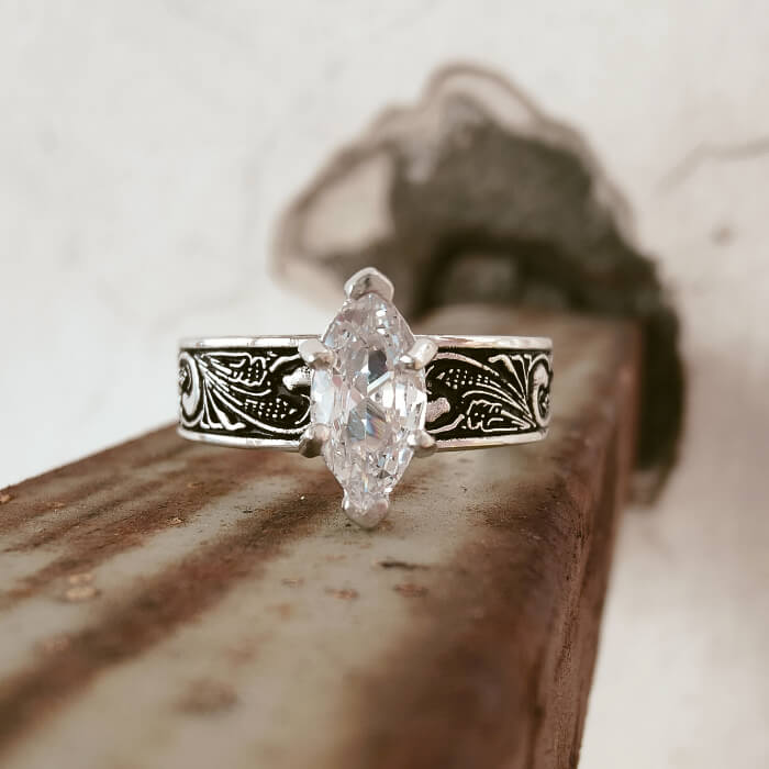 Women Flower Marquise Cut Western Diamond Rings