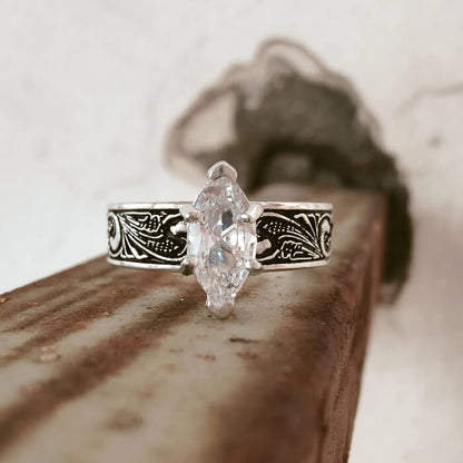 Women Flower Marquise Cut Western Diamond Rings