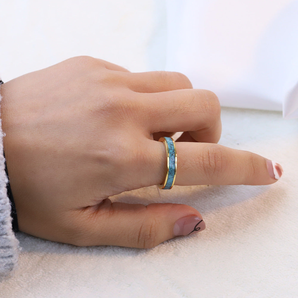 4mm Turquoise Steel Band Ring