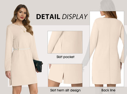 Women Casual Long Sleeve Dress Trendy Fall Fashion Cozy Travel Airport Outfits Haze Blue XL