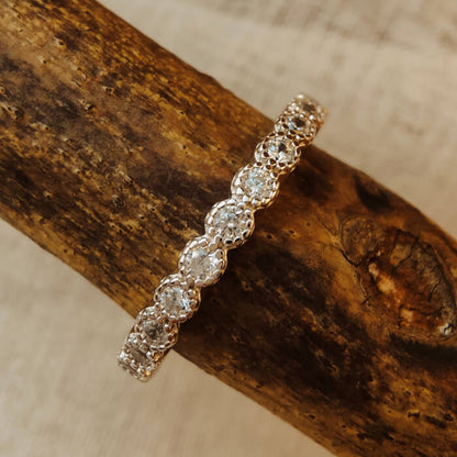 Round Moissanite  Vintage Women Stacking Rings