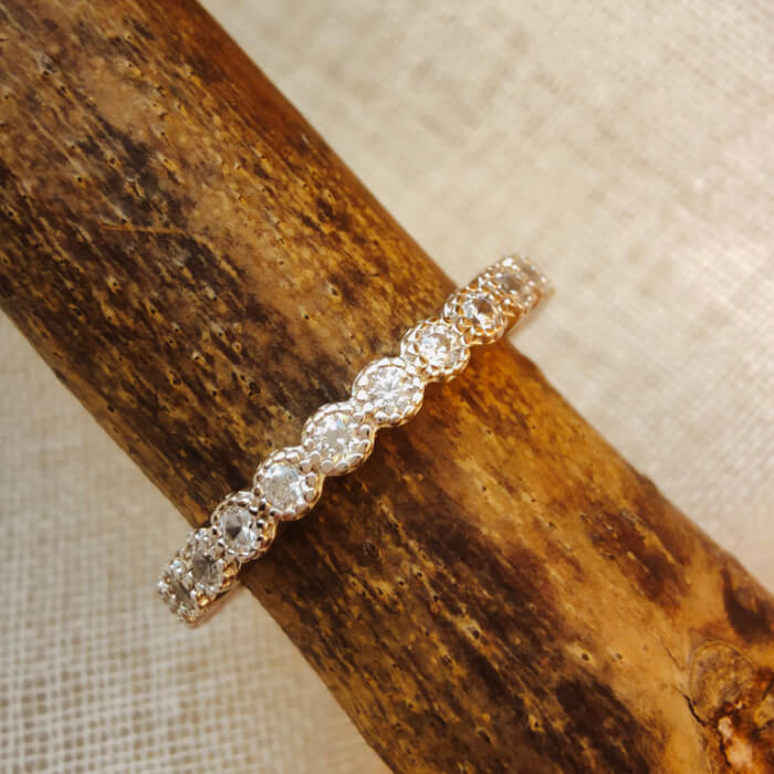 Round Moissanite  Vintage Women Stacking Rings