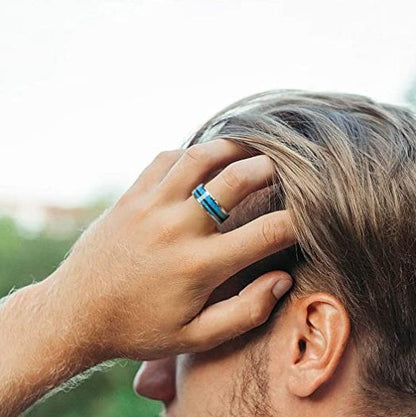 8mm Opal Steel Engagement Ring