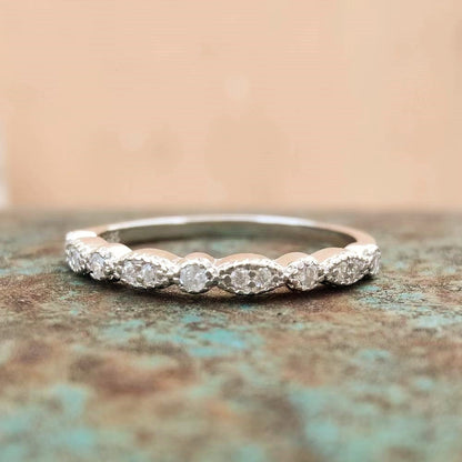 Sterling Silver Vintage Diamond Band Ring