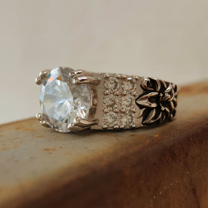 Lily Flower Classic Round Cut Western Wedding Ring